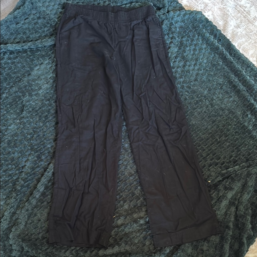Old Navy Black Wide Leg Linen Pant Relaxed Fit
